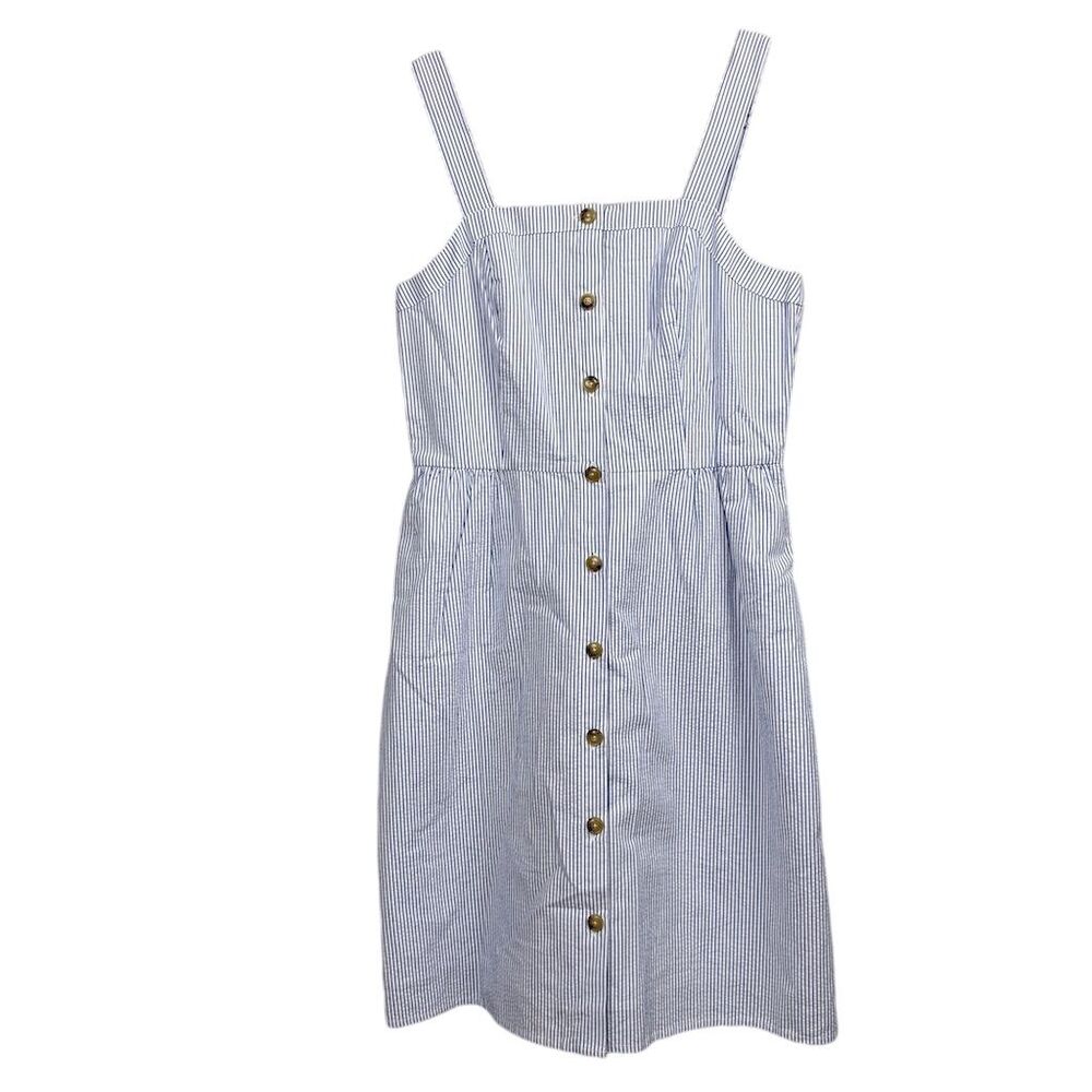 J. Crew Blue and White Striped Midi Dress